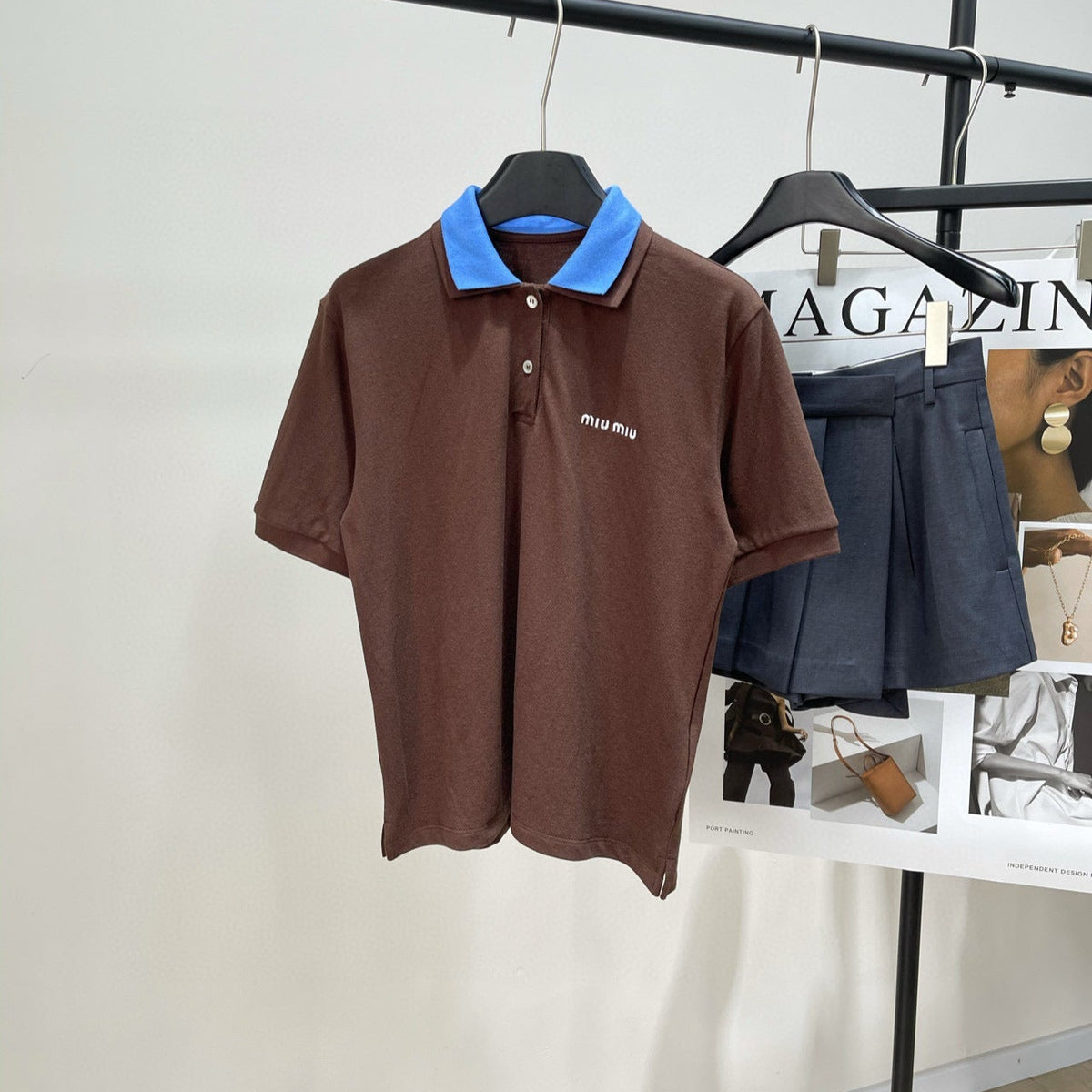 Polo Shirts- Miu M Polo Classic Designer Cotton Polo Shirt