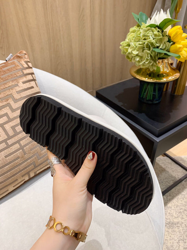 Balenciaga Grey Flat Thong Sandals - Back View