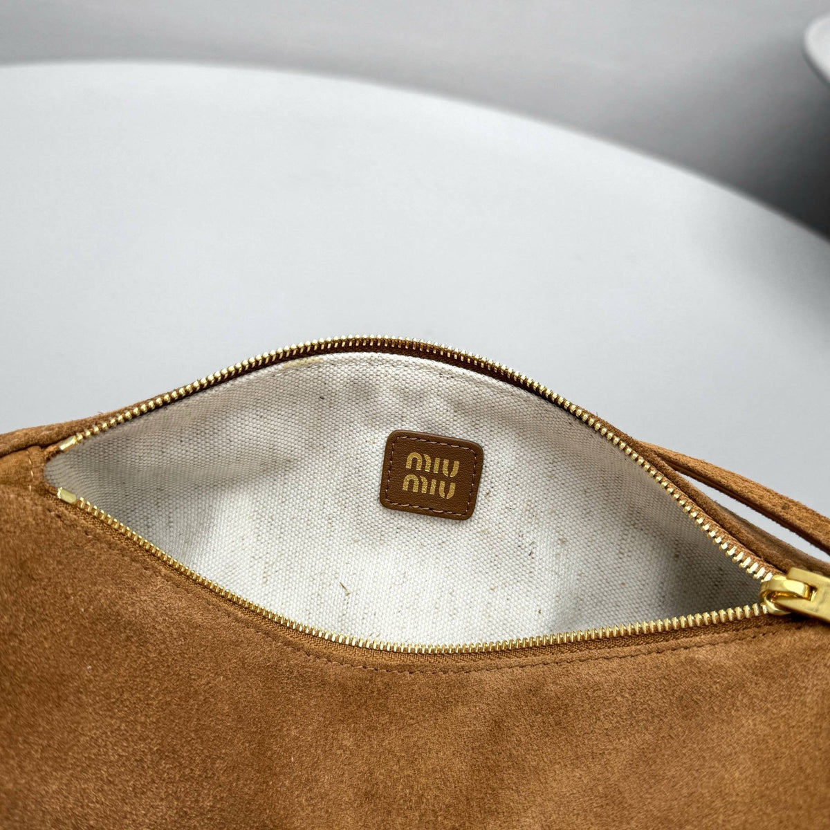 Bags- Miu M Suede Pouch Elegant Everyday Designer Handbag