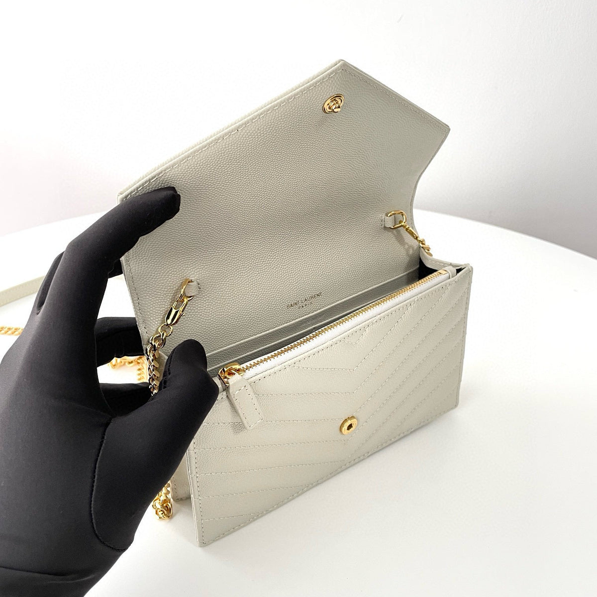 Saint Laurent Wallets- Saint Laurent Cassandre Envelope Wallet On Chain Compact Luxury Card Wallet