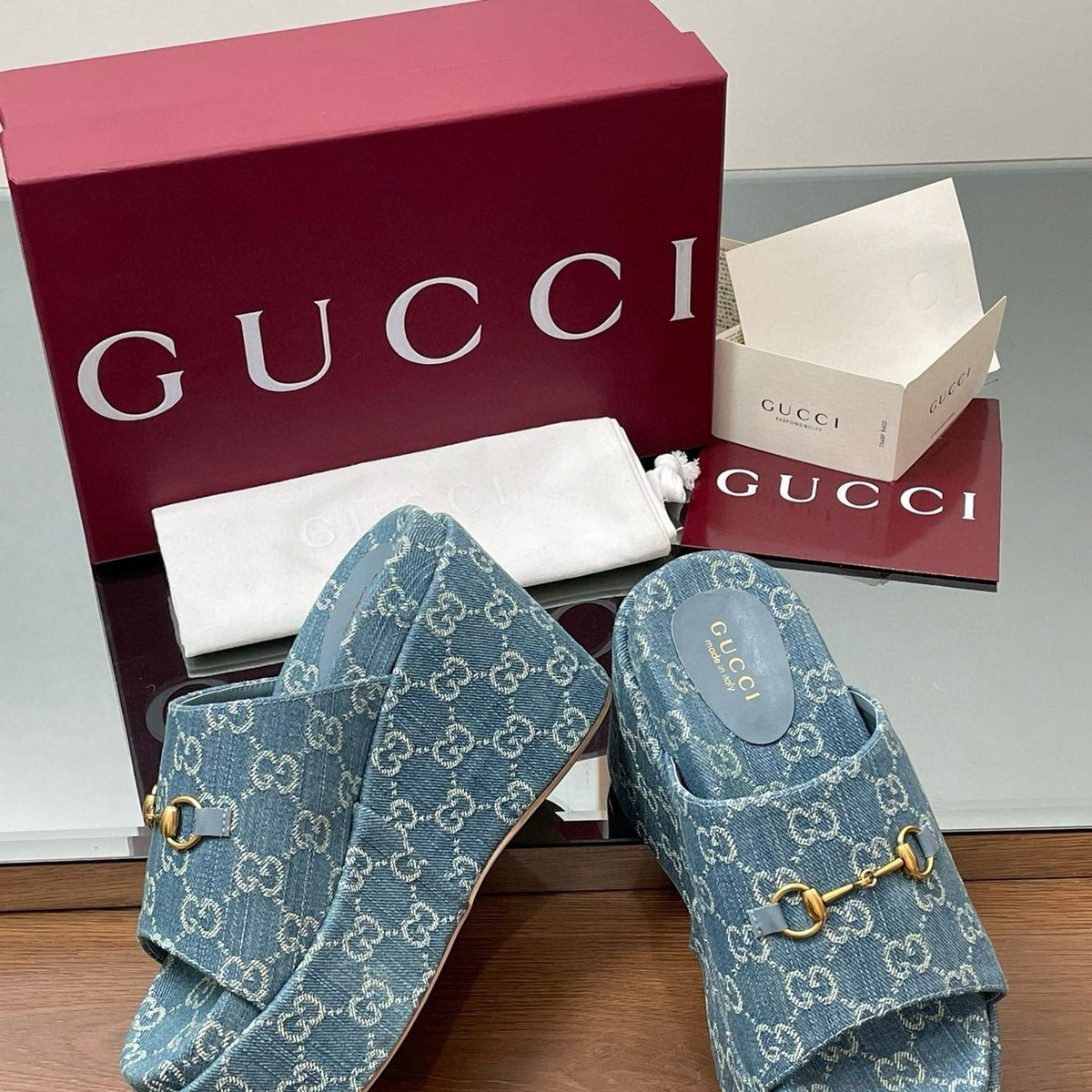 Gucci Shoes- Gucci Wedge Sandals Premium Designer Casual Shoes