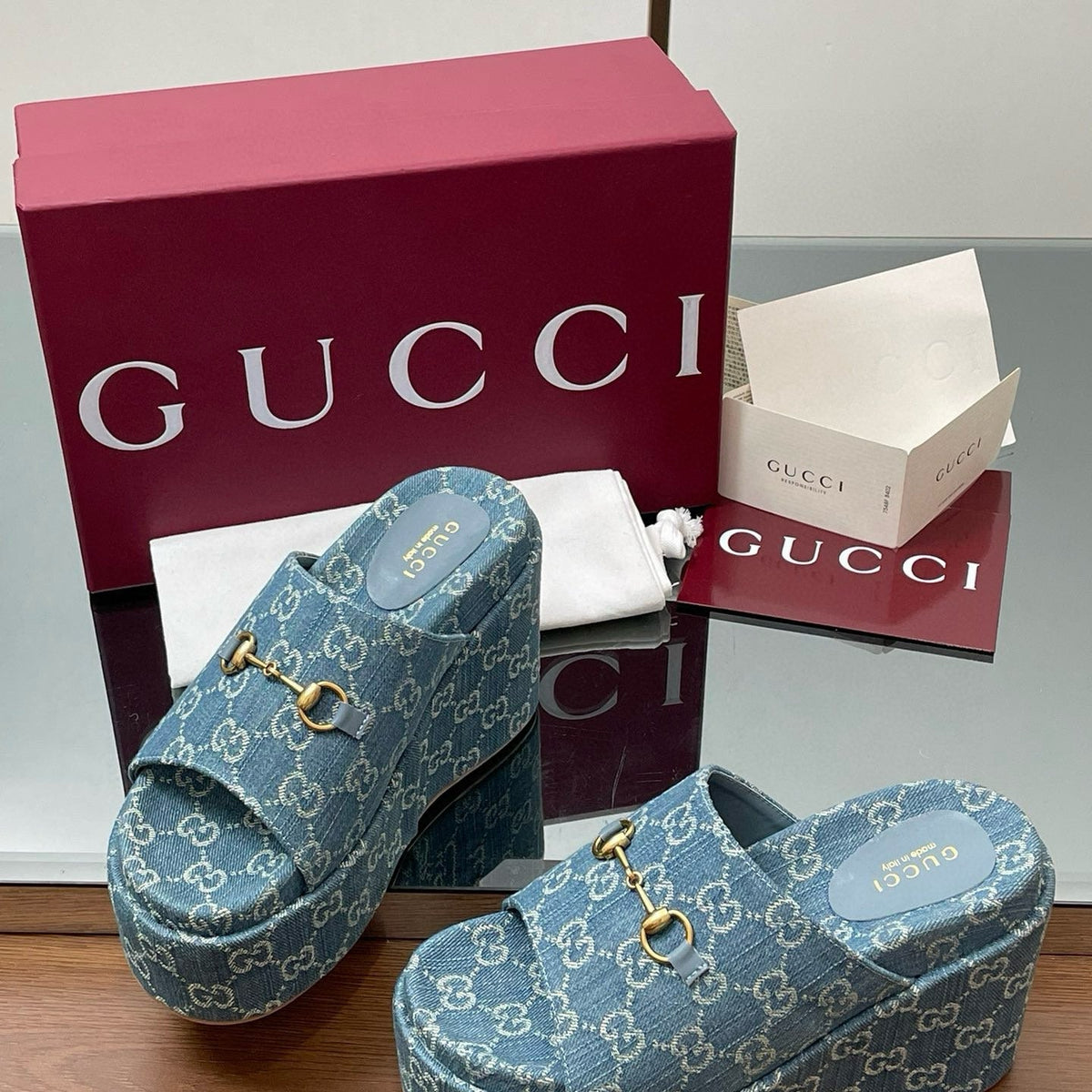 Gucci Shoes- Gucci Wedge Sandals Premium Designer Casual Shoes