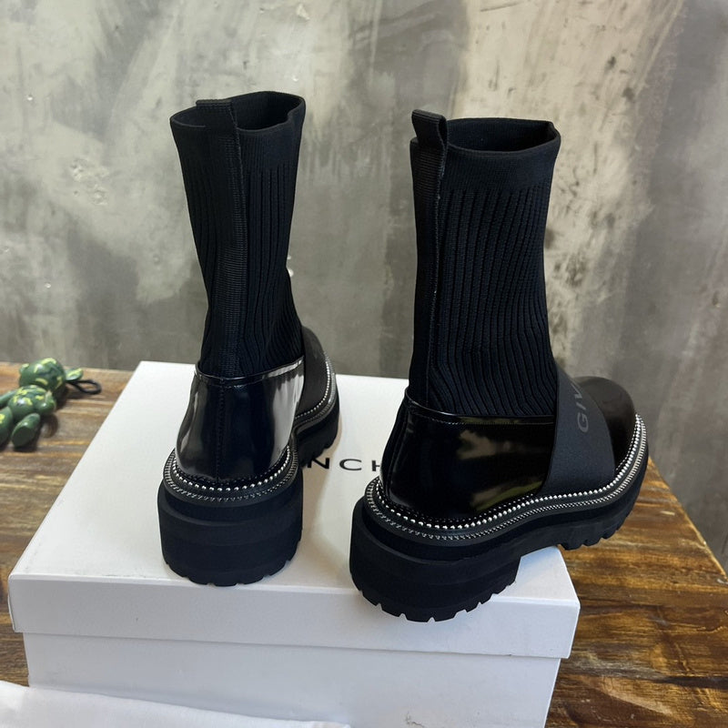 Givenchy Chocolate Brown Combat Boots - Angled View
