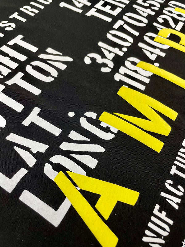 Close-up of Amiri t-shirt craftsmanship