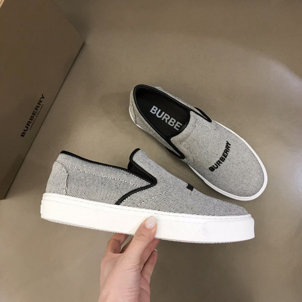 Burberry Grey Loafer Flats - Front View