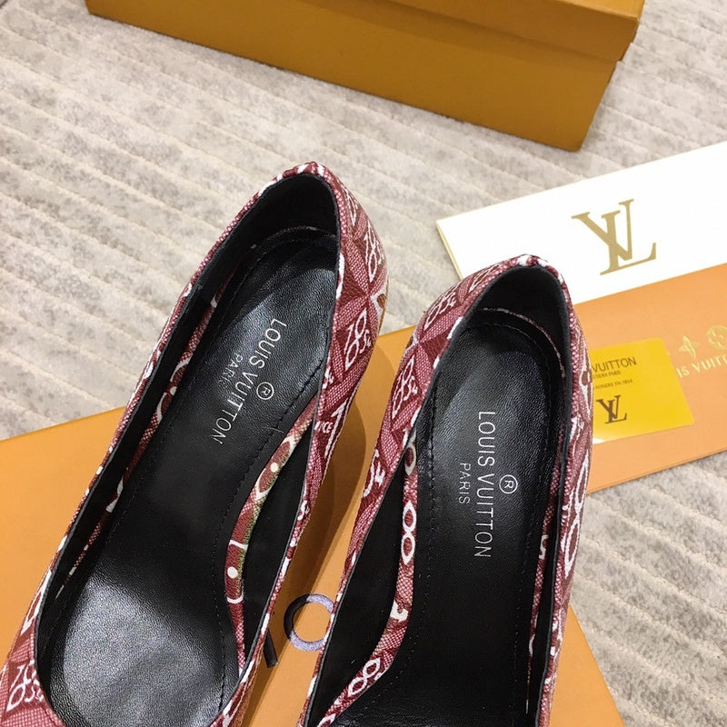 Louis Vuitton Tan Block Heel Pumps - Angled View
