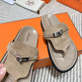 Hermès Nude Flat Thong Sandals - Back View
