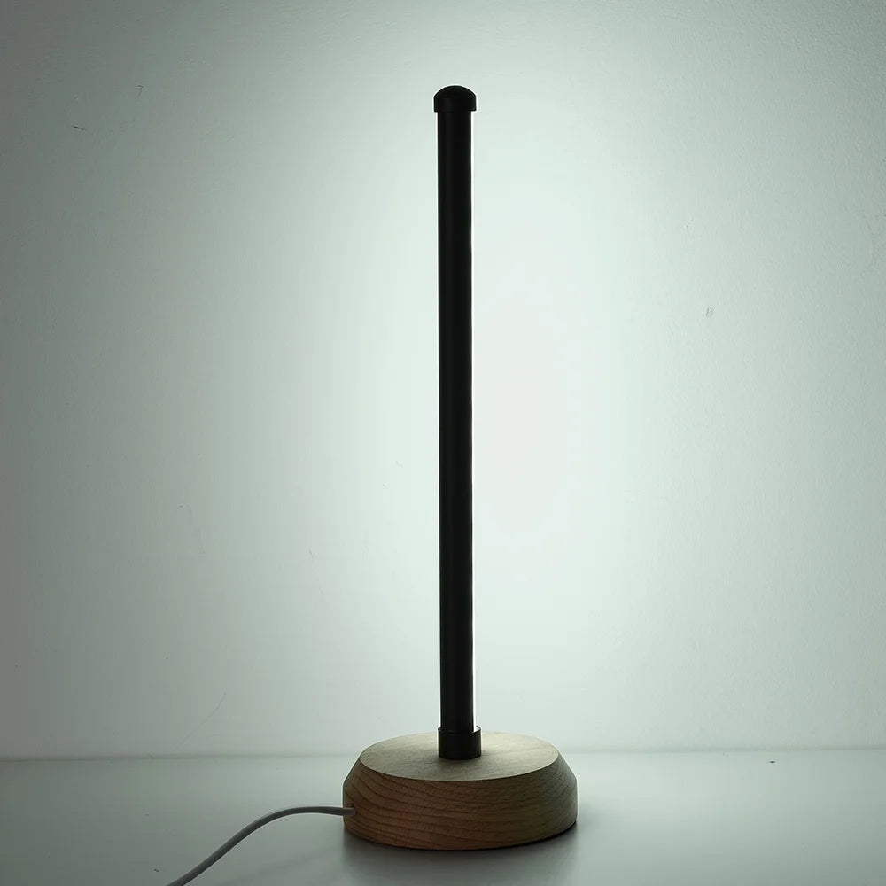 Simple Designs, Wood Base Mini Table Lamp, 13.4" H,Black