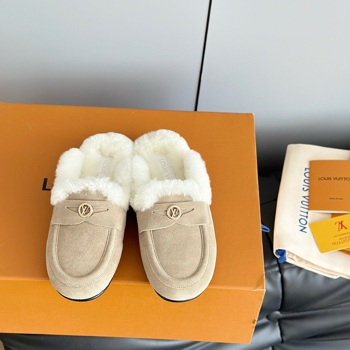 Louis Vuitton Shoes- Louis Vuitton Lou Soho Open Back Loafers Premium Designer Casual Shoes