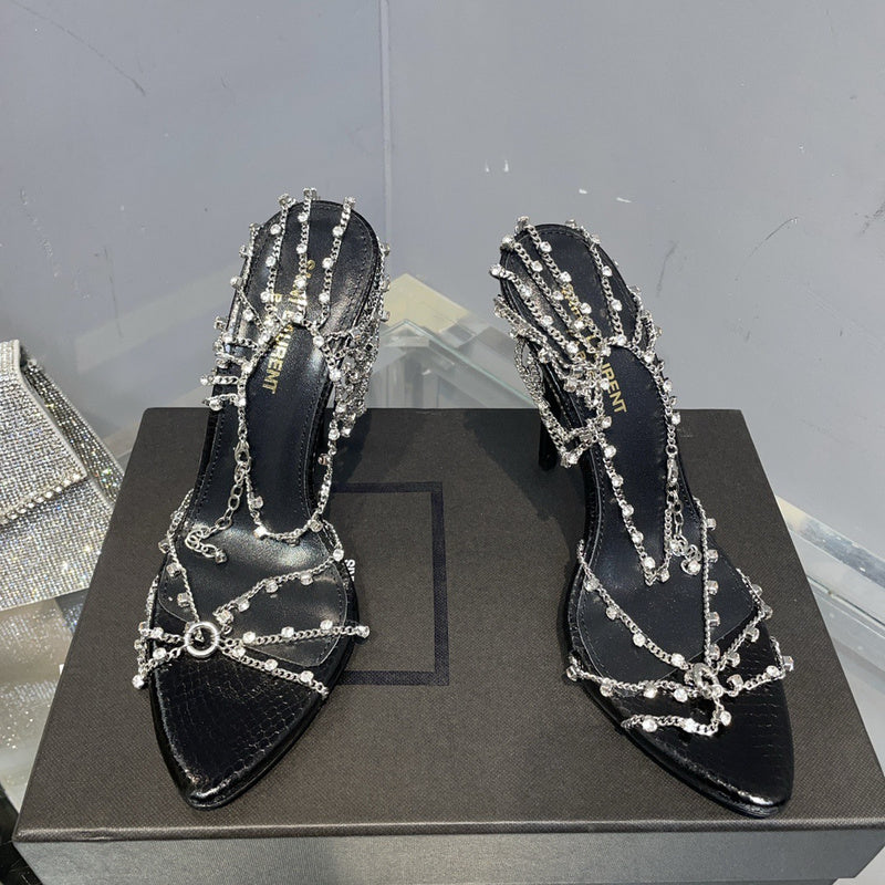 Close-up of Saint Laurent shoes craftsmanship