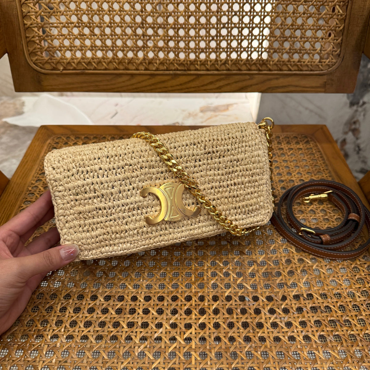 Bags- Cel Multipochette In Raffia Bag Luxury Designer Leather Handbag
