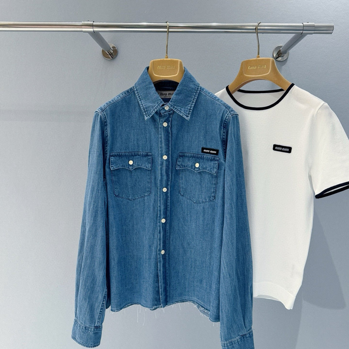 Tops- Miu M Denim Shirt Premium Designer Casual Top
