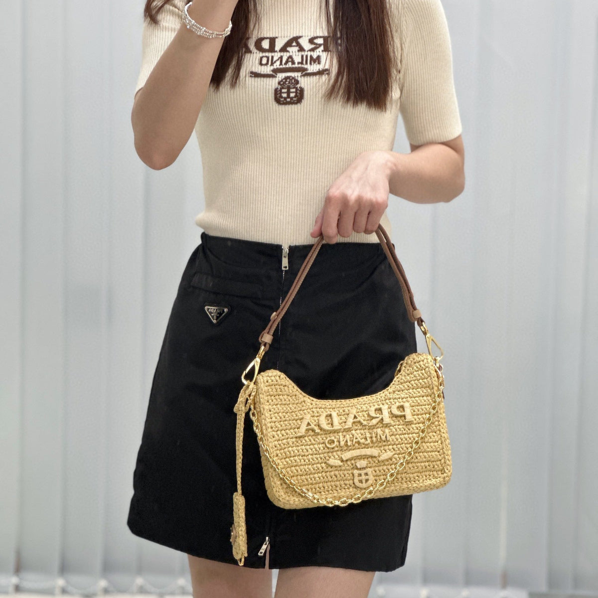 Bags- Pd Re-edition Crochet Mini Bag Luxury Designer Leather Handbag