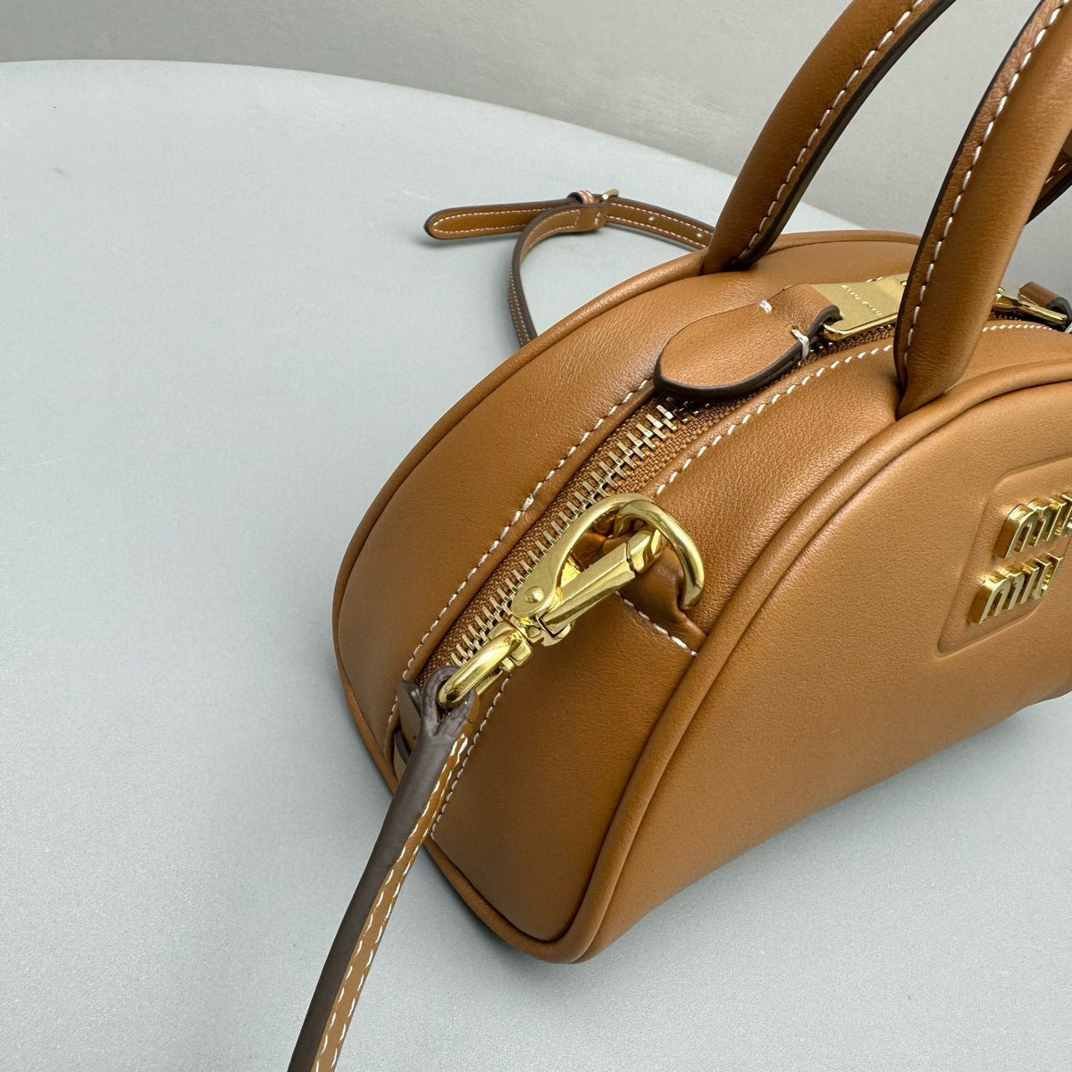 Bags- Miu M Leather Top Handle Bag Luxury Designer Leather Handbag
