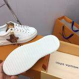 Louis Vuitton White High-Top Sneakers - Back View