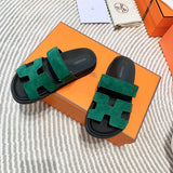 Hermès Grey Flat Thong Sandals - Sole Detail View