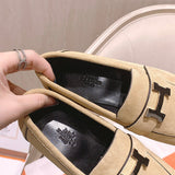 Hermès Grey Bow-Detail Flats - Toe Detail View
