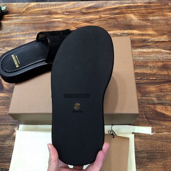 Burberry Burgundy Classic Ballet Flats - Side Profile View