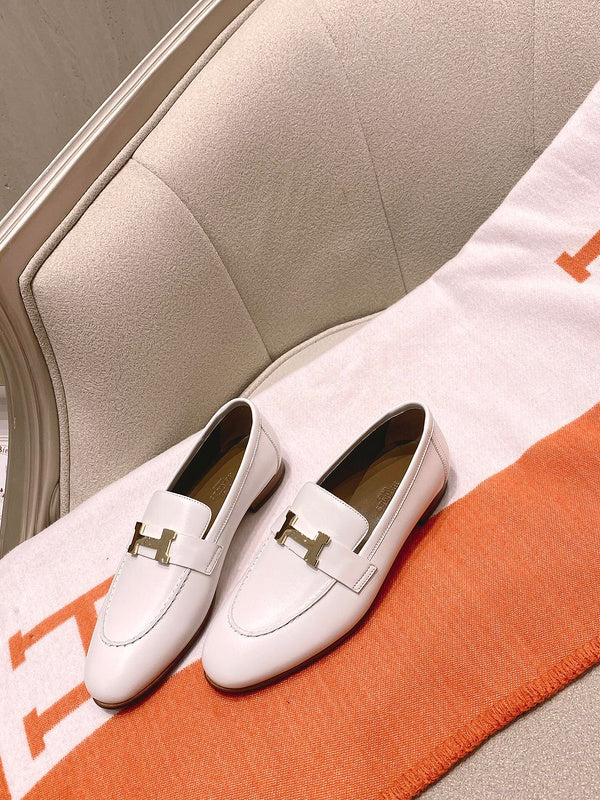 Hermès Grey Bow-Detail Flats - Back View