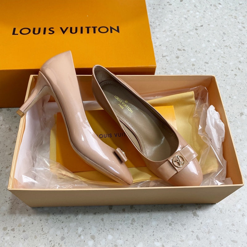 Louis Vuitton Red Ankle Strap Heels - Angled View