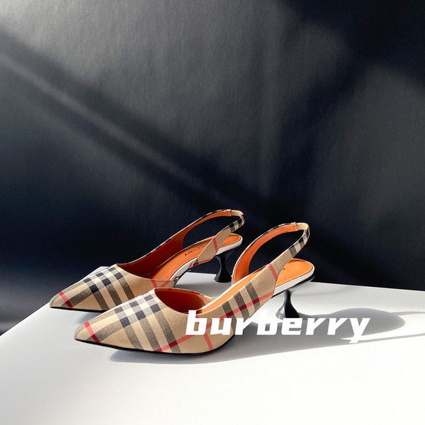 Burberry Red Slingback Heels - Front View