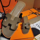 Hermès Tan Block Heel Sandals - Full Silhouette View