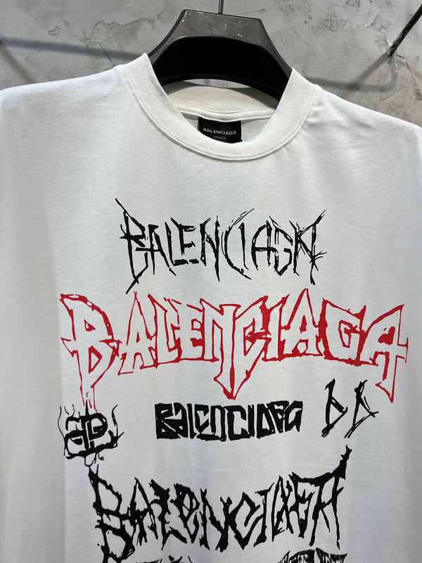 Close-up of Balenciaga t-shirt craftsmanship