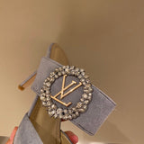 Louis Vuitton Burgundy Slingback Heels - Heel Detail View