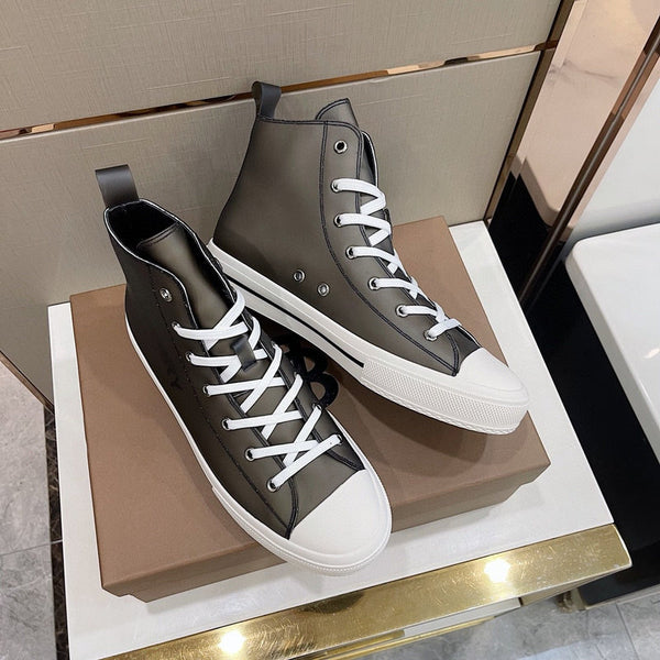 Burberry Grey Combat Boots - Angled View