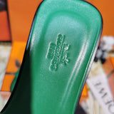 Hermès Black Block Heel Sandals - Back View
