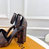 Louis Vuitton Tan High-Top Sneakers - Heel Detail View