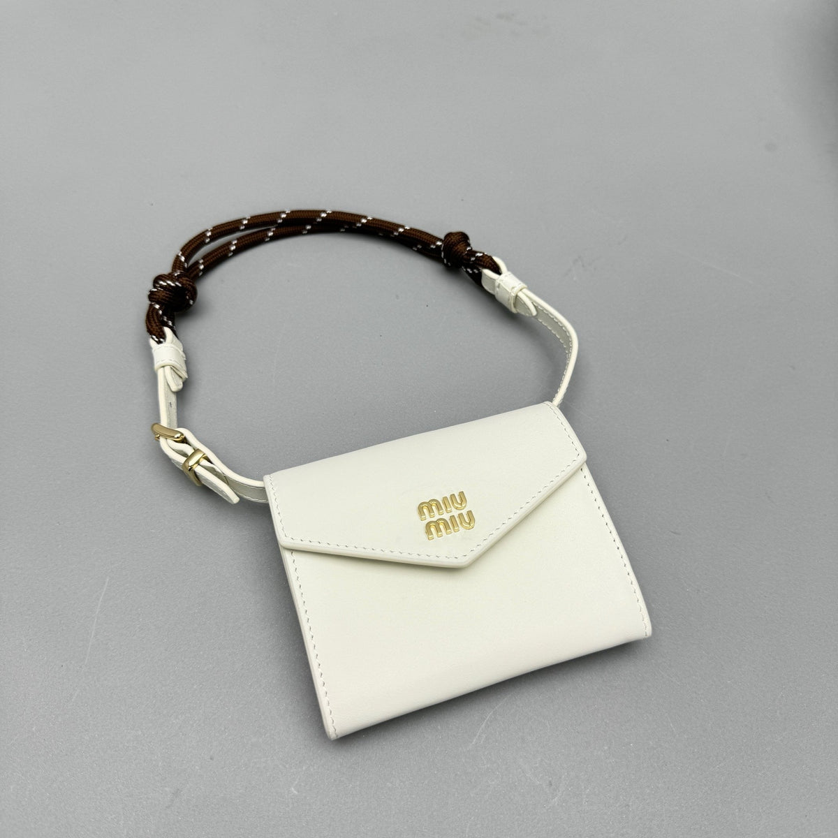 Wallets- Miu M Shoulder Strap Wallet Elegant Everyday Leather Wallet