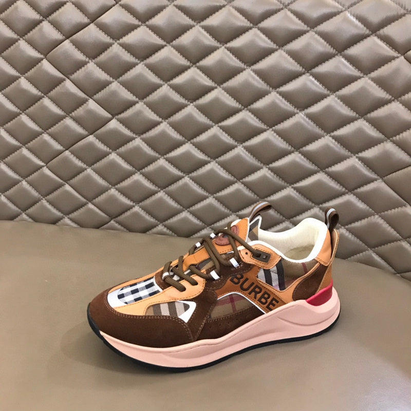 Burberry Beige High-Top Sneakers - Heel Detail View