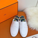 Hermès Black Loafer Flats - Side Profile View