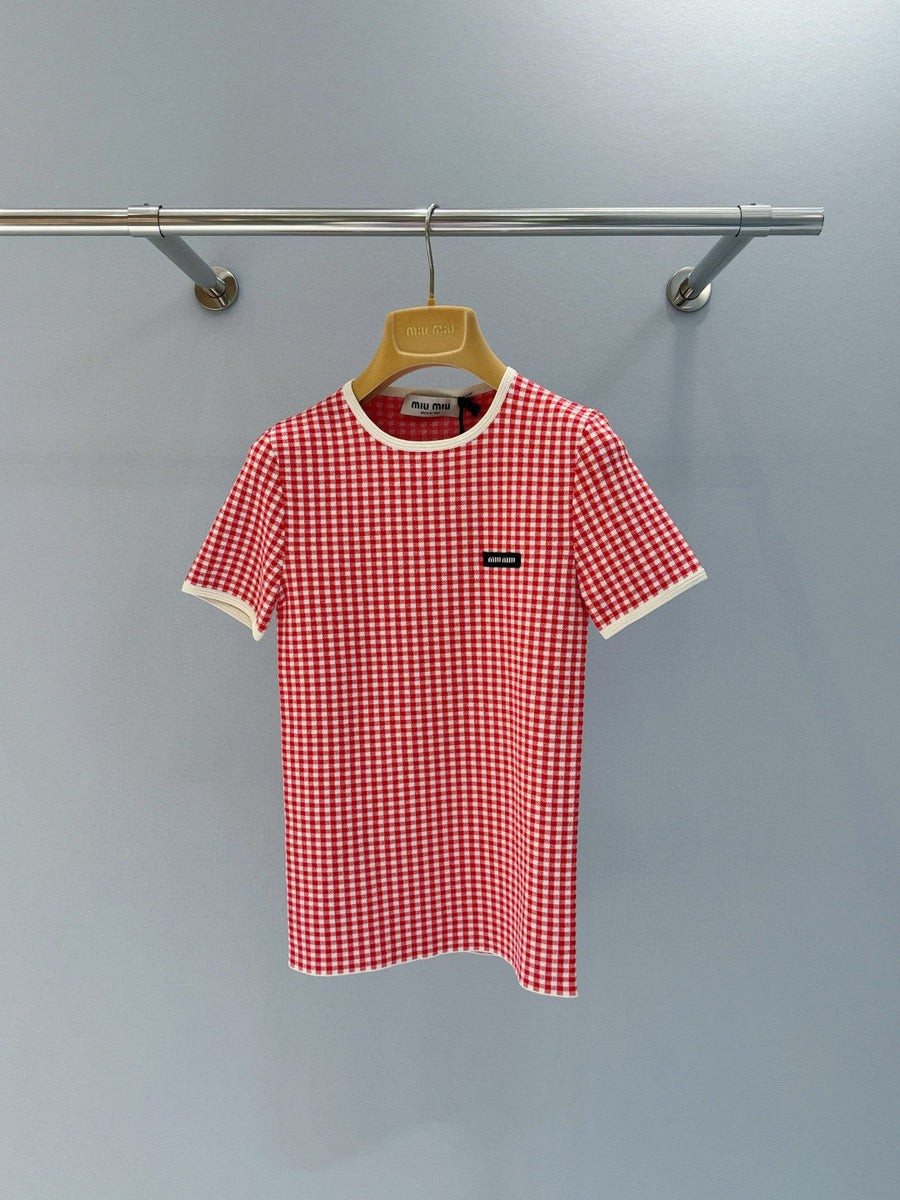 T-Shirts- Miu M T-shirt Casual Everyday Designer Tee