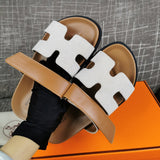 Hermès Burgundy Crisscross Strap Sandals - Front View
