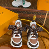 Louis Vuitton Chocolate Brown Chunky Platform Sneakers - Side Profile View