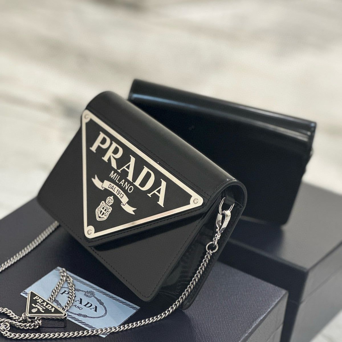 Bags- Pd Triangle Logo Buffed Shoulder Bag Luxury Designer Leather Handbag