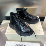 Alexander McQueen Red Ankle Boots - Front View