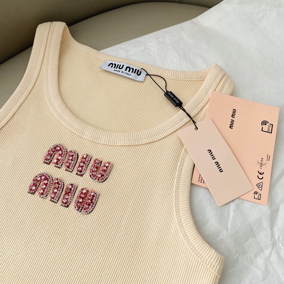 Tops- Miu M Tank Top Premium Designer Casual Top
