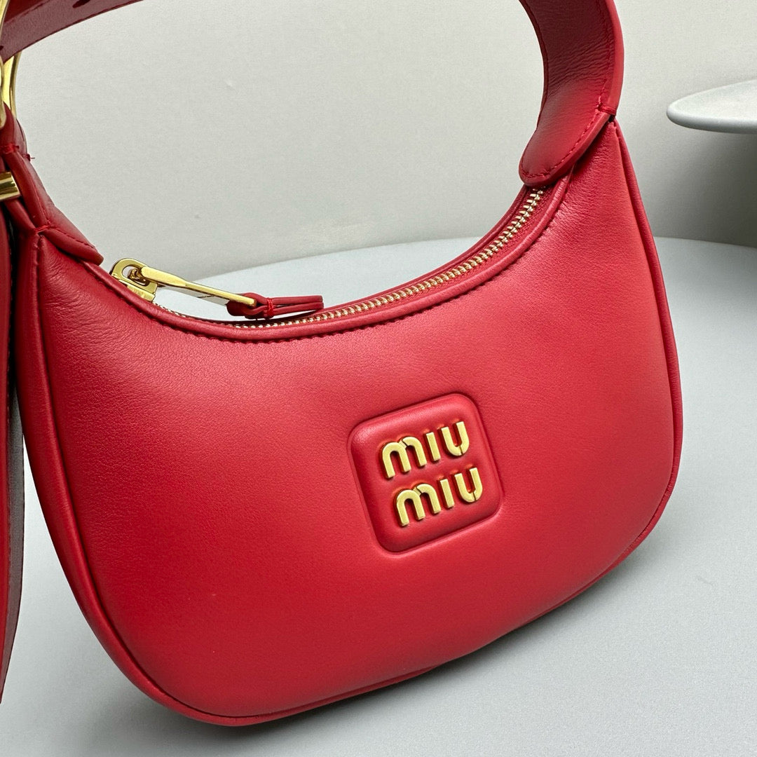 Bags- Miu M Leather Hobo Bag Luxury Designer Leather Handbag