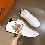 Hermès Camel Chunky Platform Sneakers - Close-Up Texture View