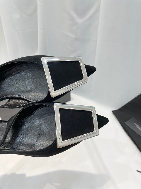 Close-up of Saint Laurent shoes craftsmanship