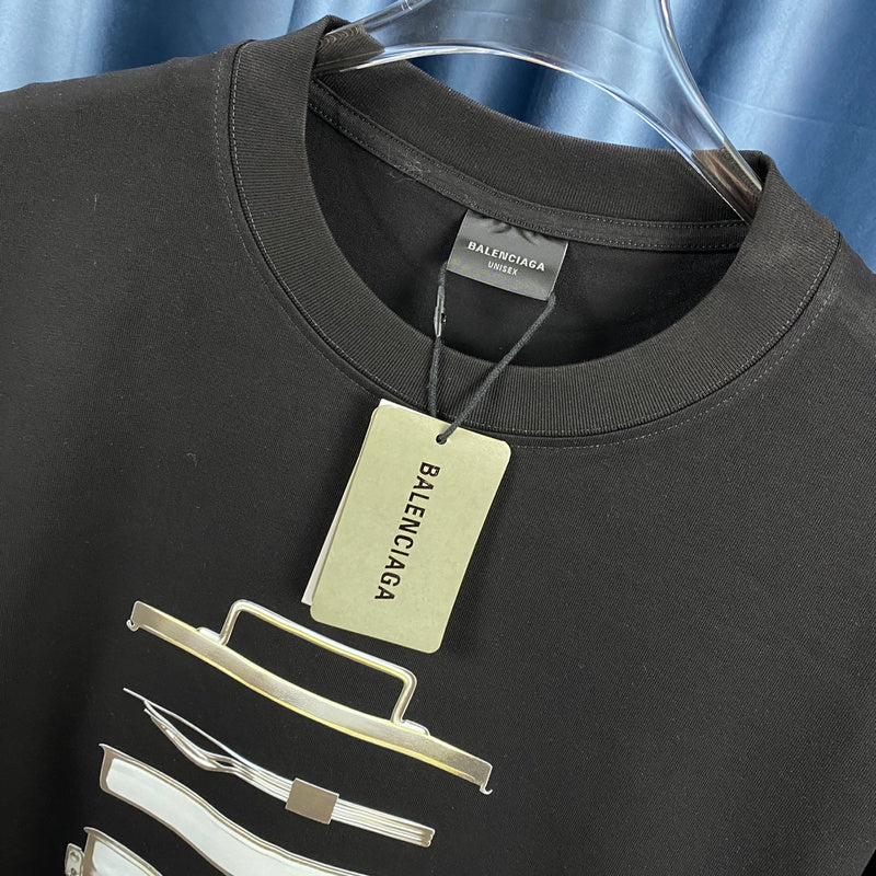 Close-up of Balenciaga t-shirt craftsmanship