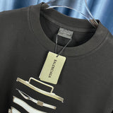 Close-up of Balenciaga t-shirt craftsmanship