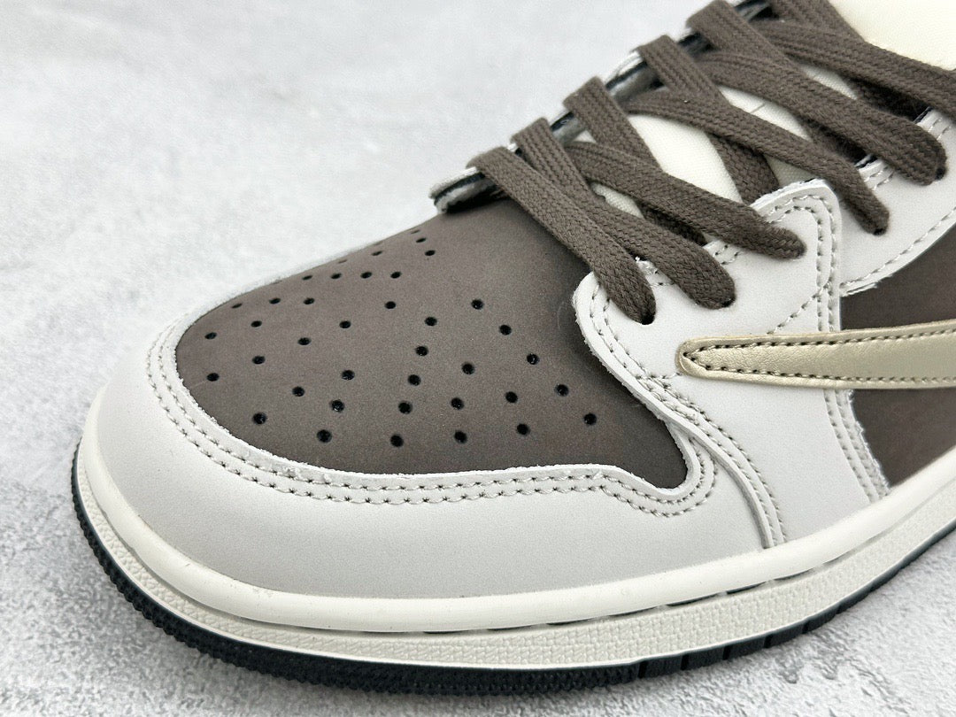 Jordan Shoes- Jordan Travis S x Jordan 1 Low Reverse Mocha Premium Designer Casual Shoes