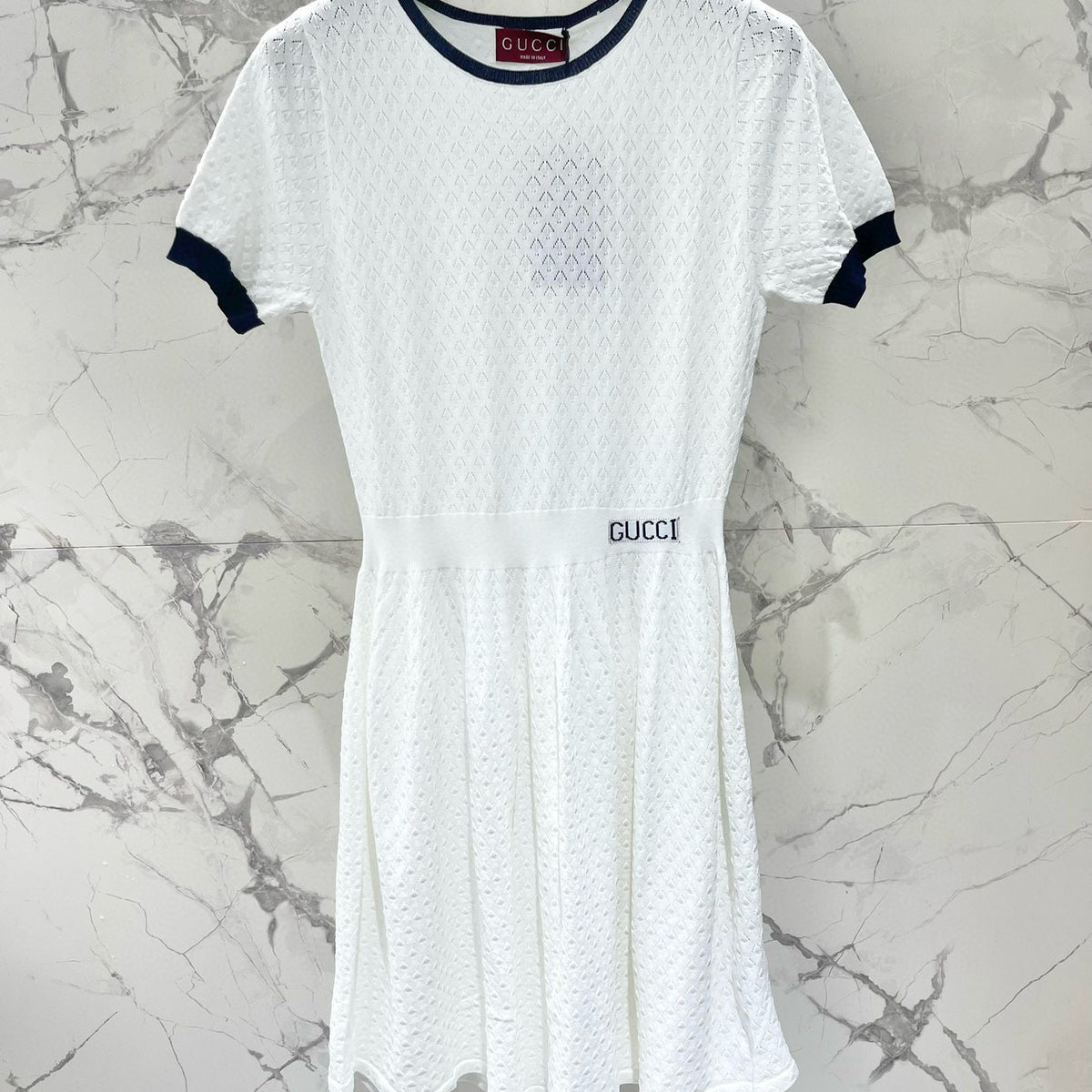 Front view of Gucci premium Dress with iconic logo hardware