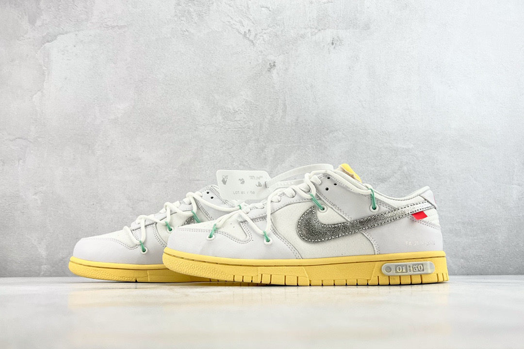 Off-White Shoes- Off-White Nike x Off White Dunk Low Lot 1 Trainers Comfortable Everyday Designer Shoes