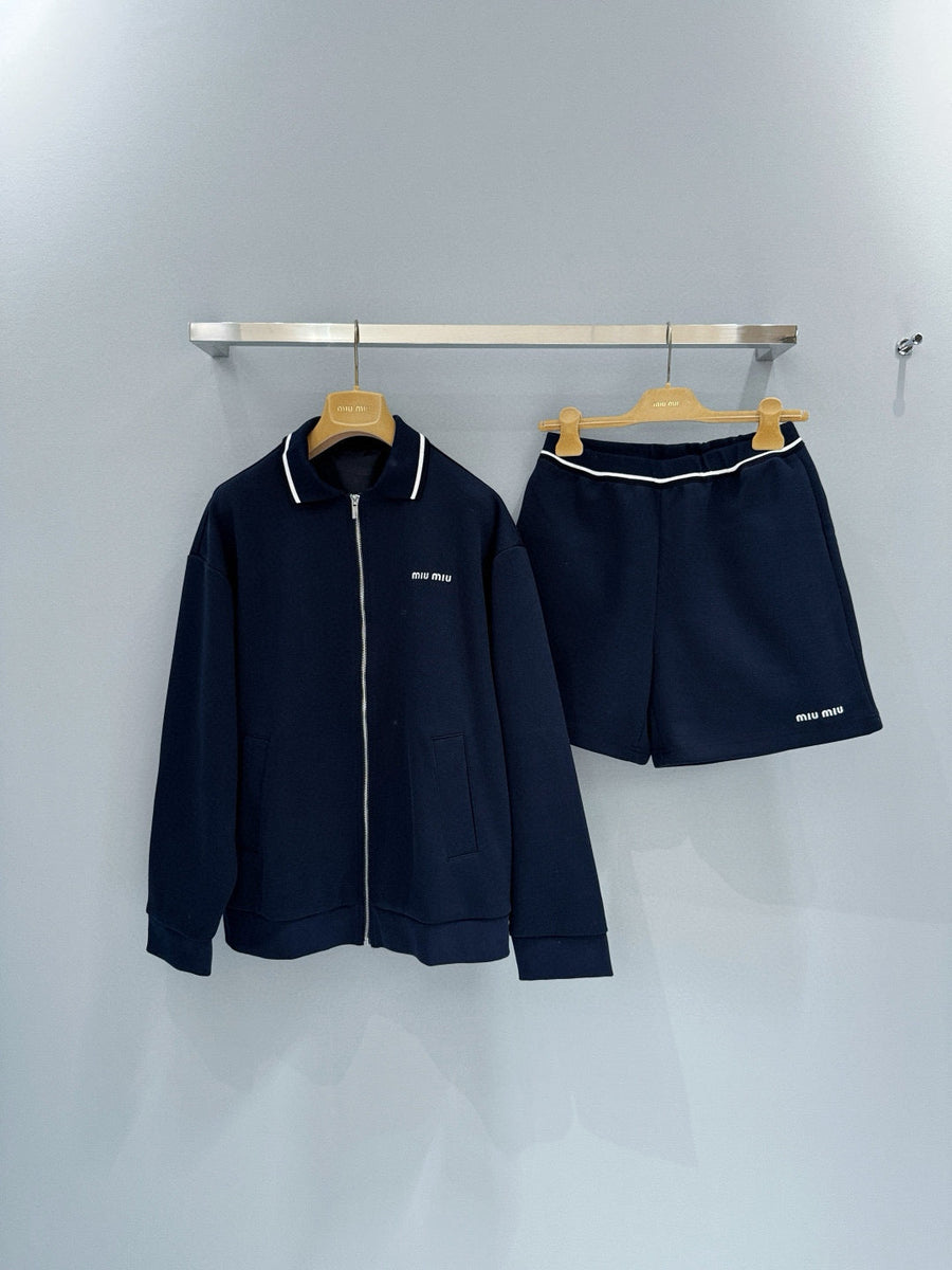 Polo Shirts- Miu M Zip Polo Classic Designer Cotton Polo Shirt