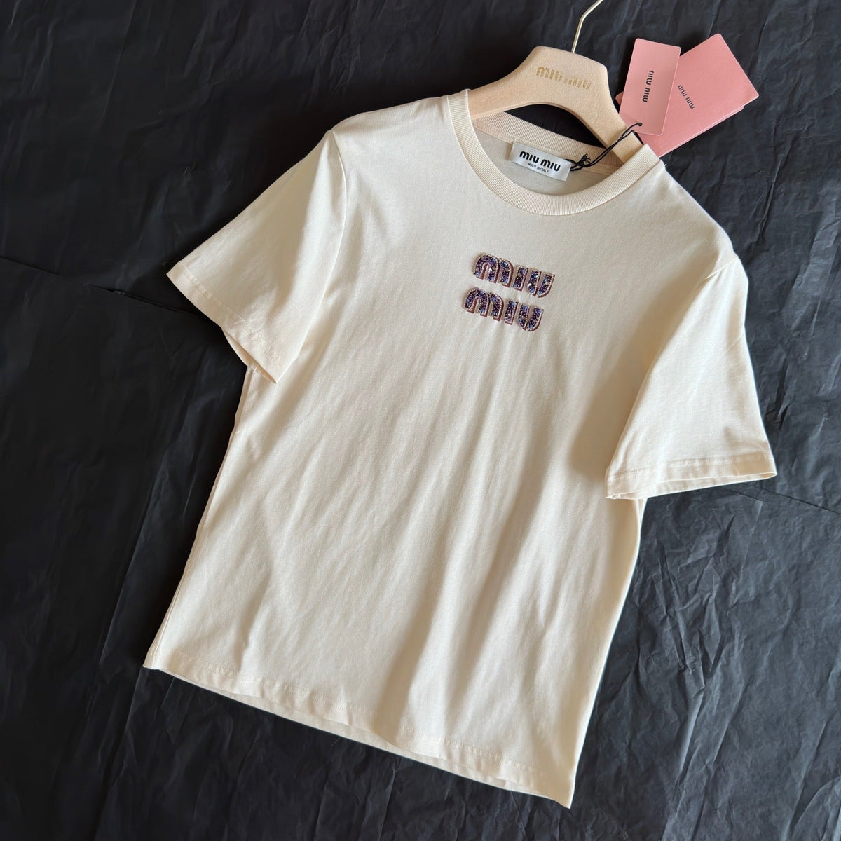 T-Shirts- Miu M T-shirt Casual Everyday Designer Tee